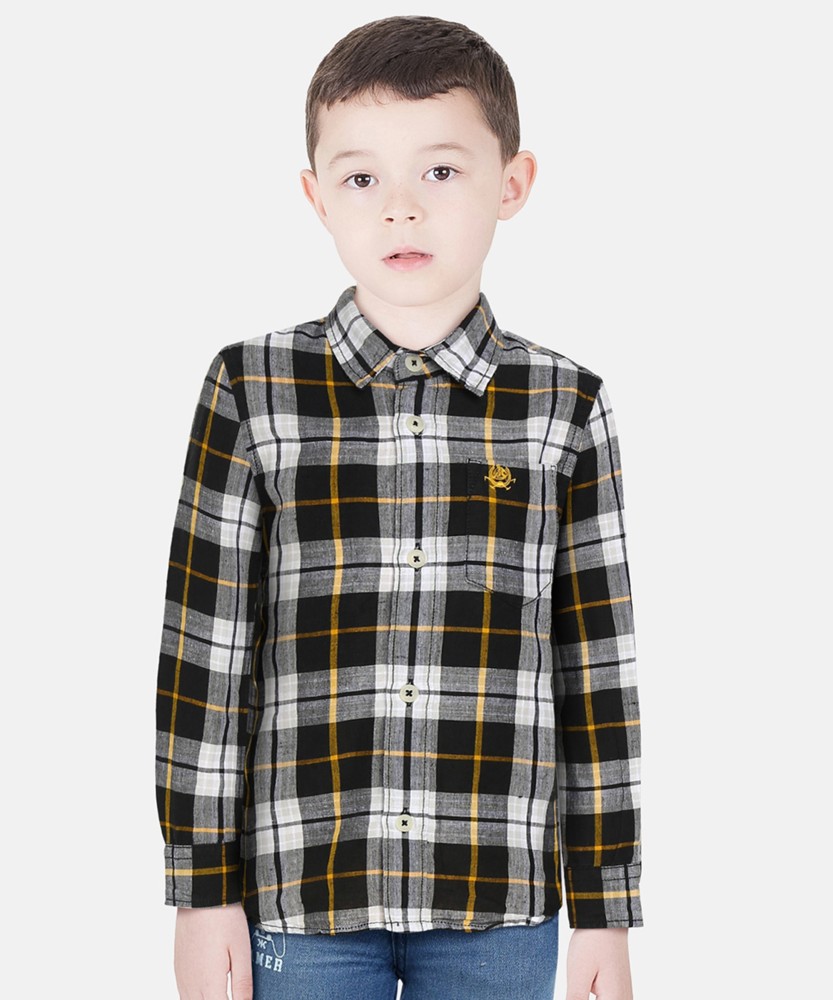 Baby boy black and white hot sale checkered shirt