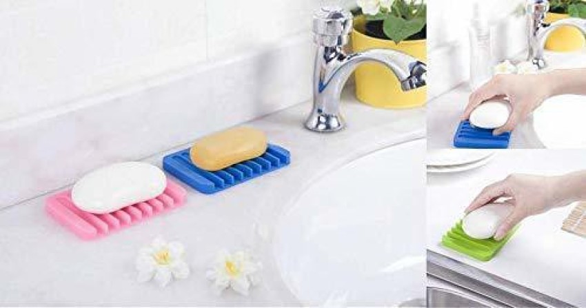 Multicolor Silicone Soap Tray 1Pc - Flexible Silicone Soap Dish