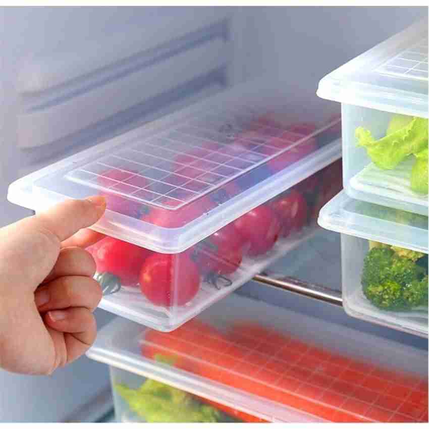 Refrigerator Storage Box 4/6 Grid Food Vegetable Fruit Storage Box Fridge  Organizer Drain Basket Meat