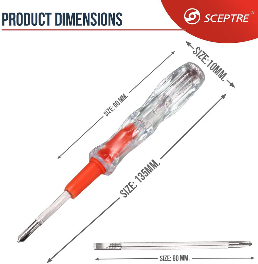 Sceptre Reversible Tester with CR V Alloy Steel Screwdriver for Circuit Test Analog Voltage Tester Price in India Buy Sceptre Reversible Tester with CR V Alloy Steel Screwdriver for Circuit Test Analo...