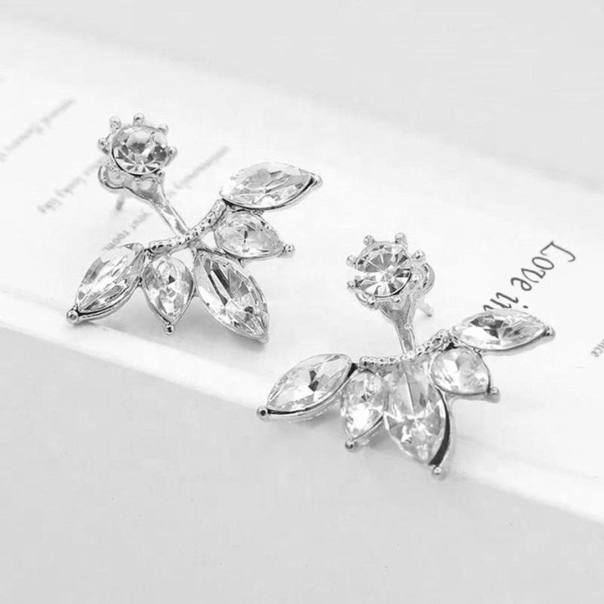 Buy Cz Front Back Earring With Rhodium Plating 408897  Kanhai Jewels