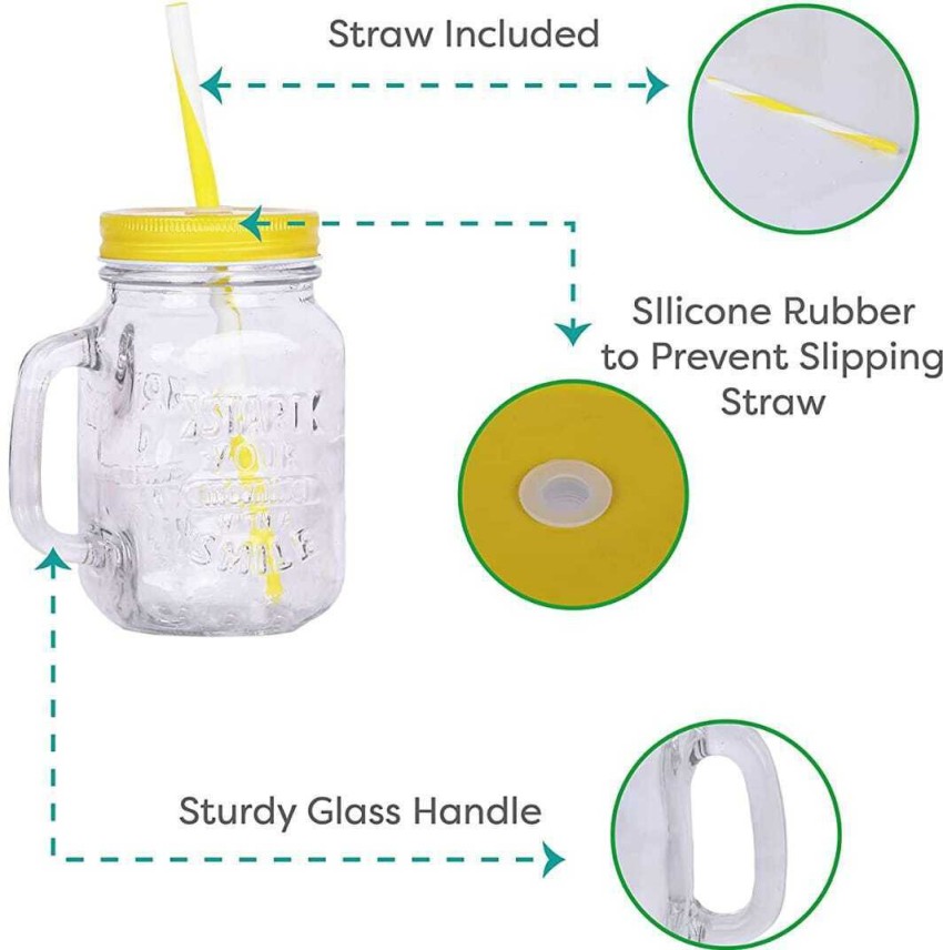 miRim Glass Mason Jar with Straw , Mocktail jar/Smoothie jar/Juice Jar  Glass Mason Jar Price in India - Buy miRim Glass Mason Jar with Straw ,  Mocktail jar/Smoothie jar/Juice Jar Glass Mason