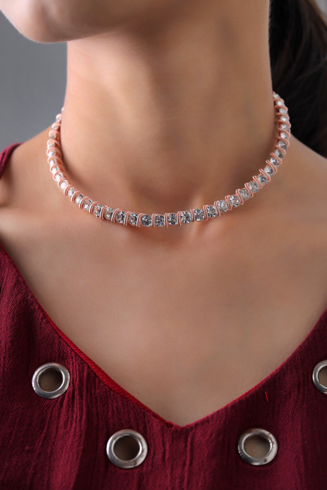 Rose gold rhinestone clearance choker