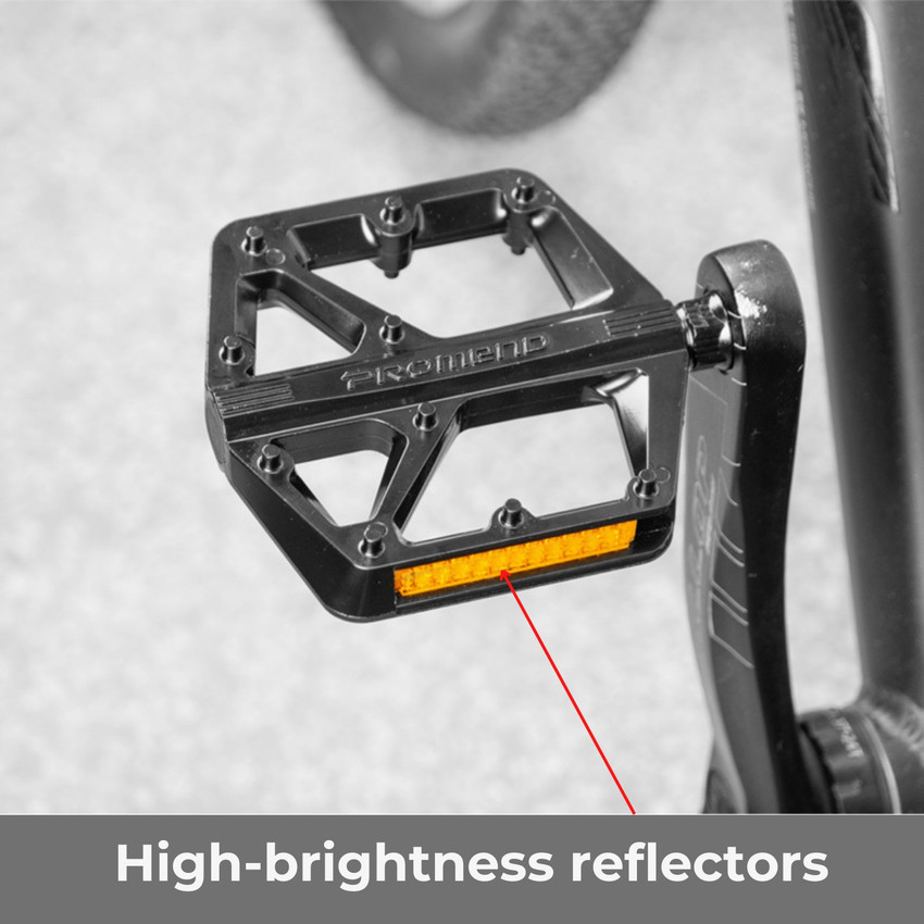 Yellowfin Aluminium Alloy DU Bearing Bicycle Pedals with reflectors 20 Anti Skid Pins Pedal
