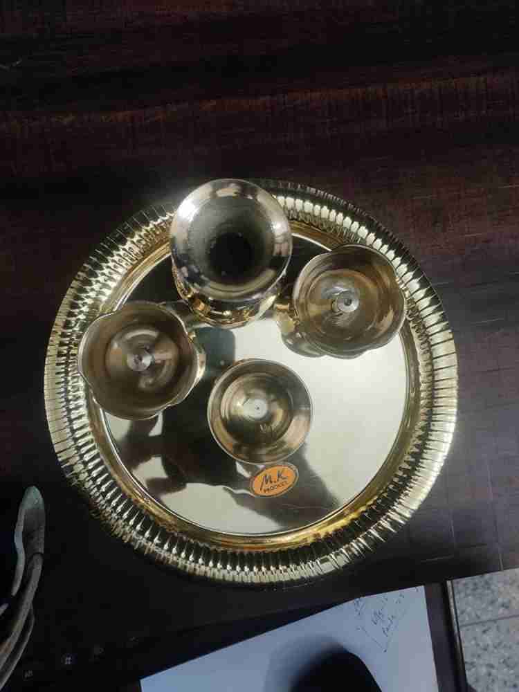 Brass Brass Puja Thali Set, Religious Spiritual Item, Home Temple