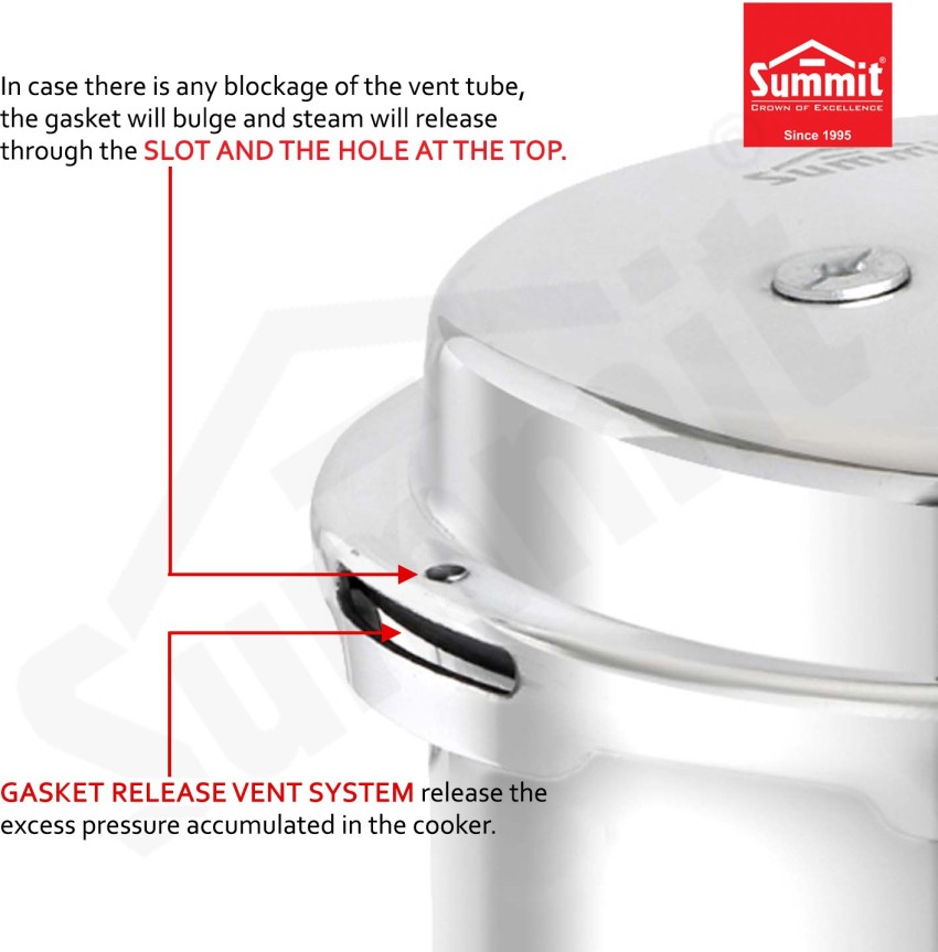 Summit Outer Lid 1 Litre Supreme Pressure Cooker Non Induction Base,  Silver