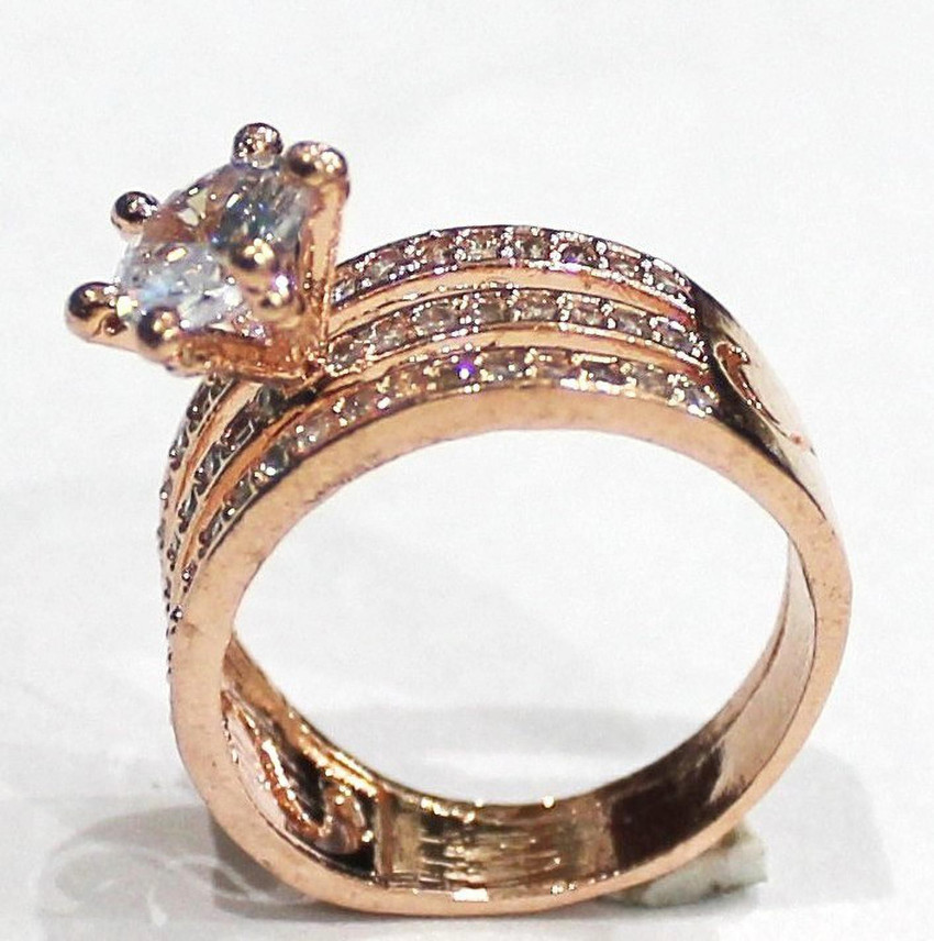 Bello Naari Gold Plated American Diamond Ring for Women Girls