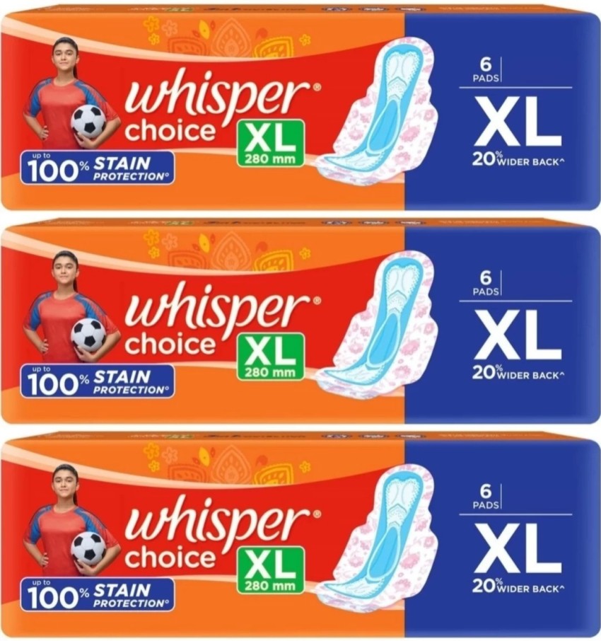 5 X Whisper Choice Ultra Sanitary Pads XL (6 pads) + free 1 pack ogf 6 pads