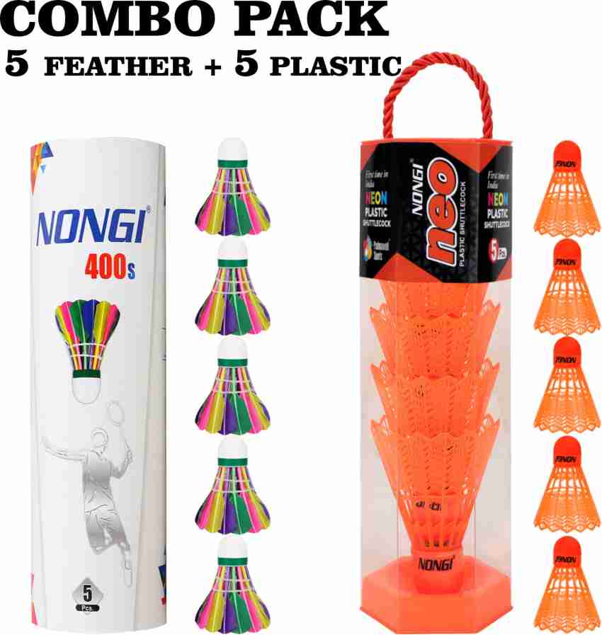 Nongi Badminton Shuttle(NEO & 400s)Combo Pack Of 10 For Indoor