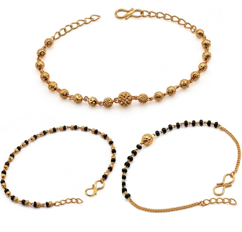 3 Pack Beaded Bracelet Gold