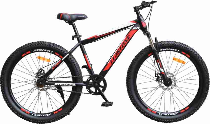 T LUISTONE Semi Fat Tyre Cycle for Men with Dual Disc Brake Front GREY RED 26 T Fat Tyre Cycle Price in India Buy T LUISTONE Semi Fat Tyre Cycle for Men with