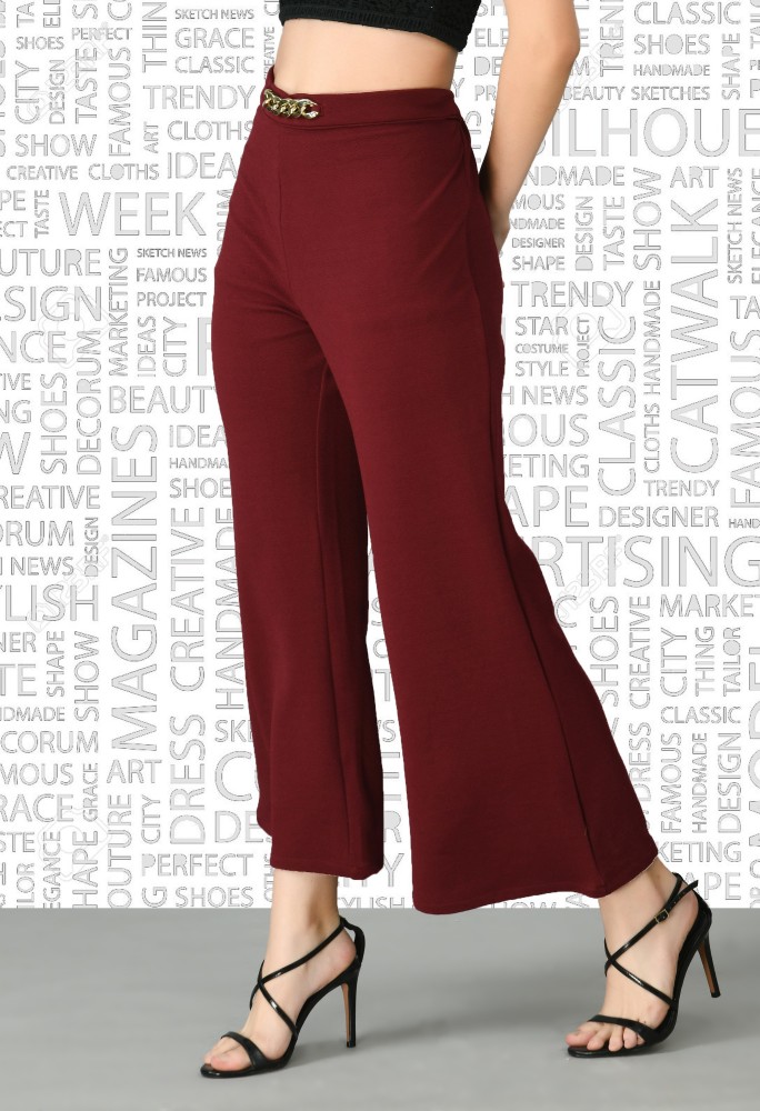 IUGA Relaxed Women Maroon Trousers - Buy IUGA Relaxed Women Maroon Trousers  Online at Best Prices in India