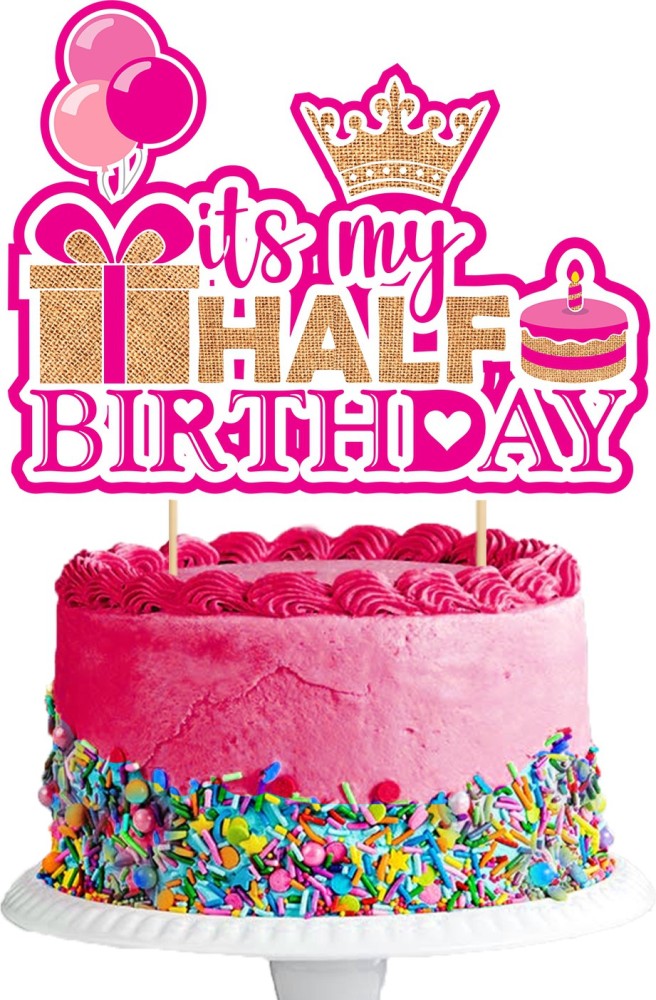 1/2 Way To One Birthday Cake Topper Half Birthday Baby Shower Glitter  Unique Kids 6 Month Party Baking Supplies