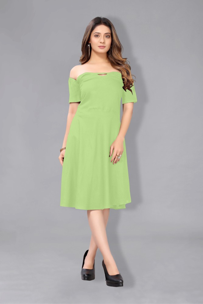 Buy Olive Green Western Dress With Belt Online - W for Woman