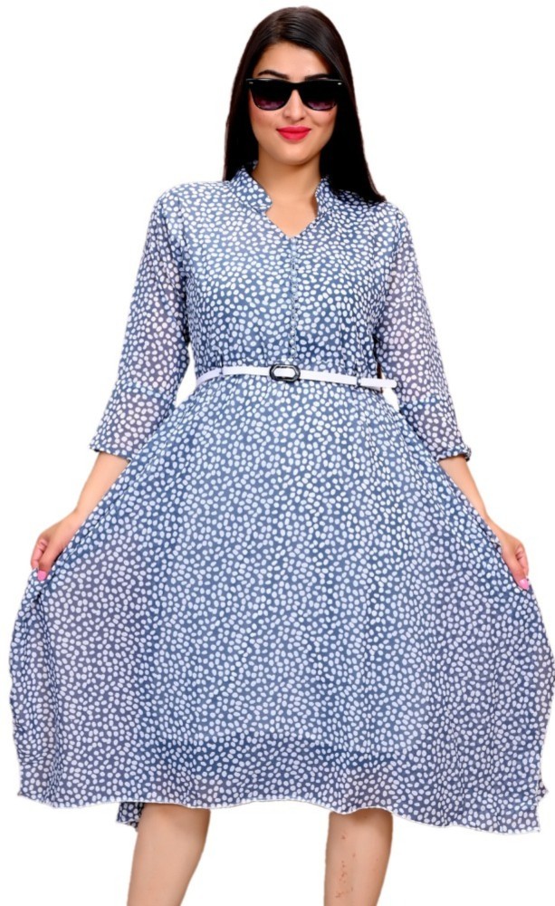 GS Fashion collection Women Shift Blue Dress - Buy GS Fashion collection  Women Shift Blue Dress Online at Best Prices in India