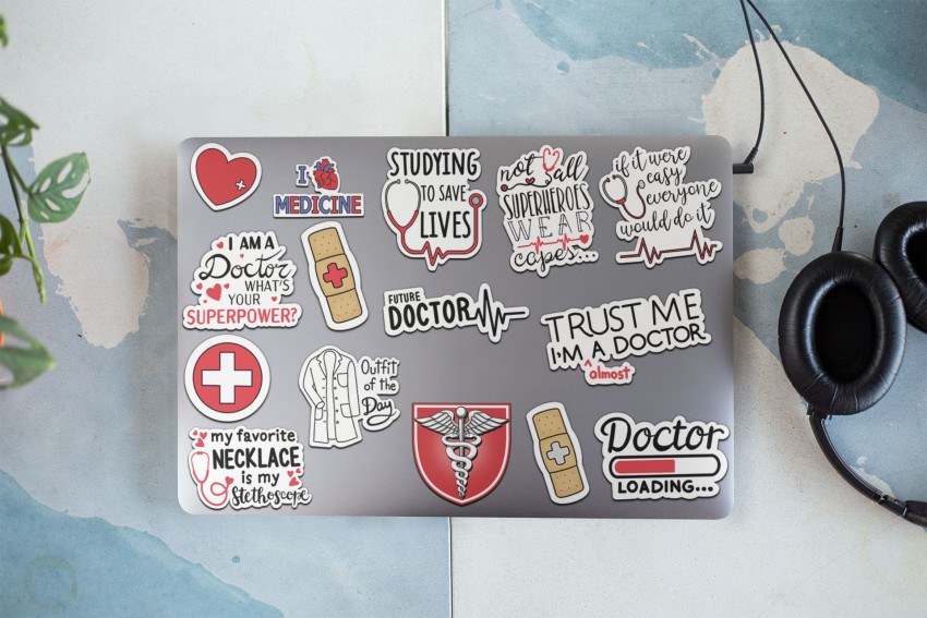 50Pcs Medical Stickers, Doctor Nurse Stethoscope Waterproof Vinyl Stickers