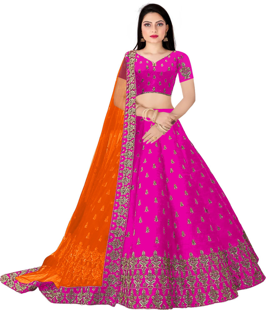 Silk lehenga on store flipkart