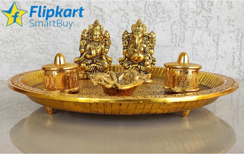  Beautiful Gold Plated Brass Pooja Thali Set for Diwali