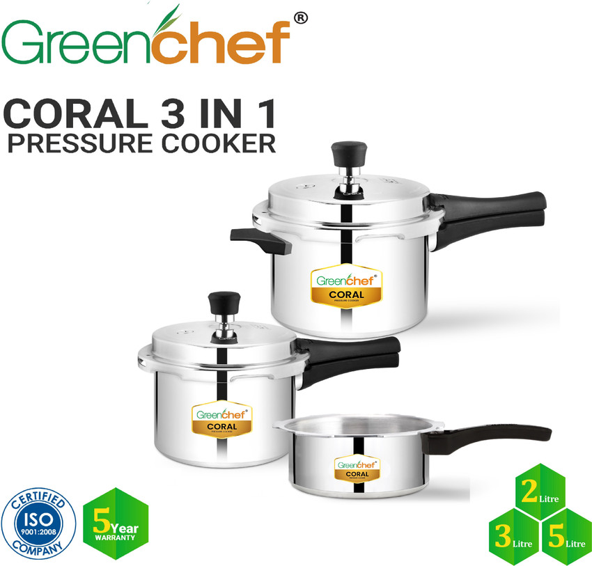 Greenchef Coral Combo 5 L 3 L 2 L Pressure Cooker