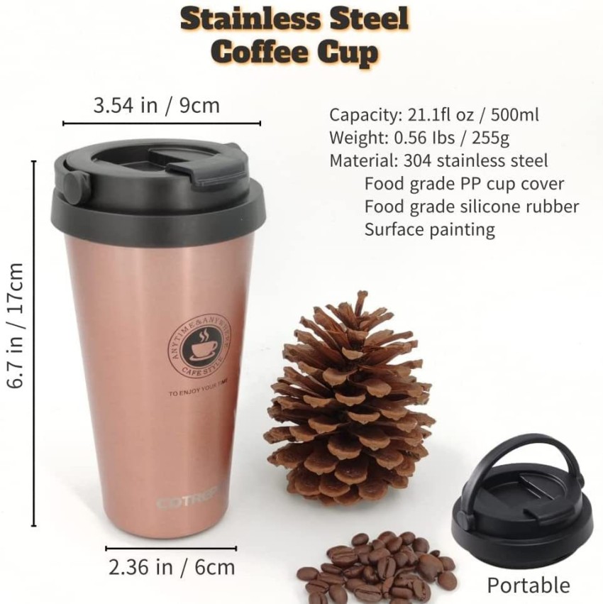 Stainless Steel Capacity: 500 mL Insulated Cup for Hot & Cold