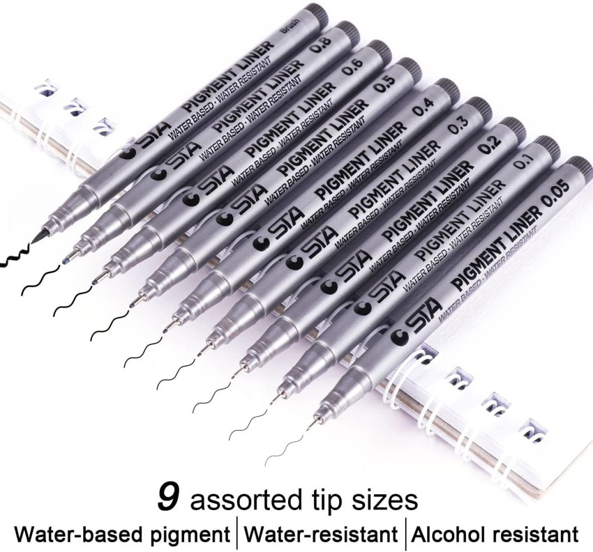 Know 9 Pcs/set Needle Tip Graphic Drawing Pen Water-based