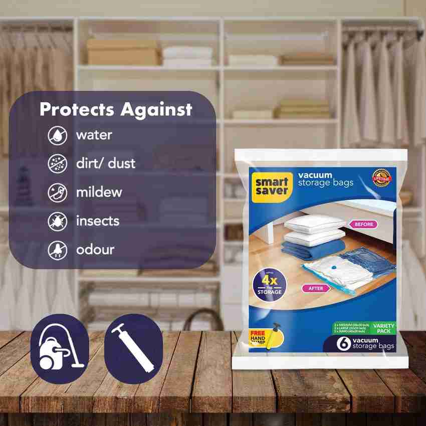 Smart Saver 6 Vacuum Storage Bags with Electric Pump for Clothing