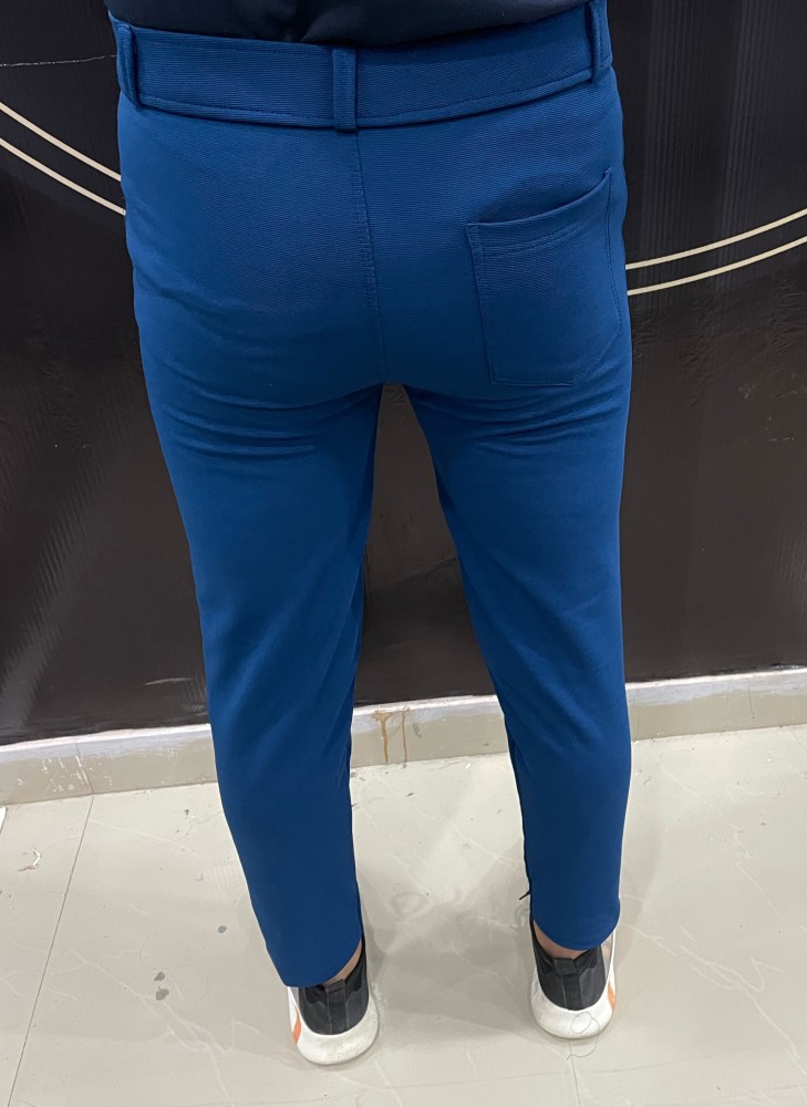 Blue Belted Tapered Trousers  Quiz Clothing