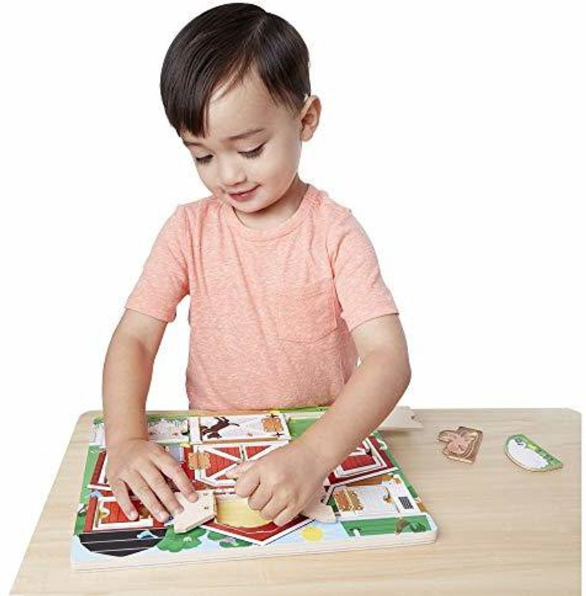 Melissa & doug hide and seek farm wooden activity board with barnyard clearance animal magnets
