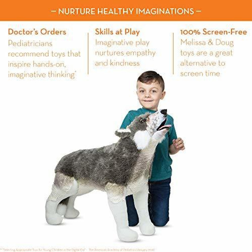MELISSA DOUG Giant Lifelike Plush Gray Wolf Standing Stuffed Animal 2 Feet Tall Giant Lifelike Plush Gray Wolf Standing Stuffed Animal 2 Feet Tall shop for MELISSA DOUG