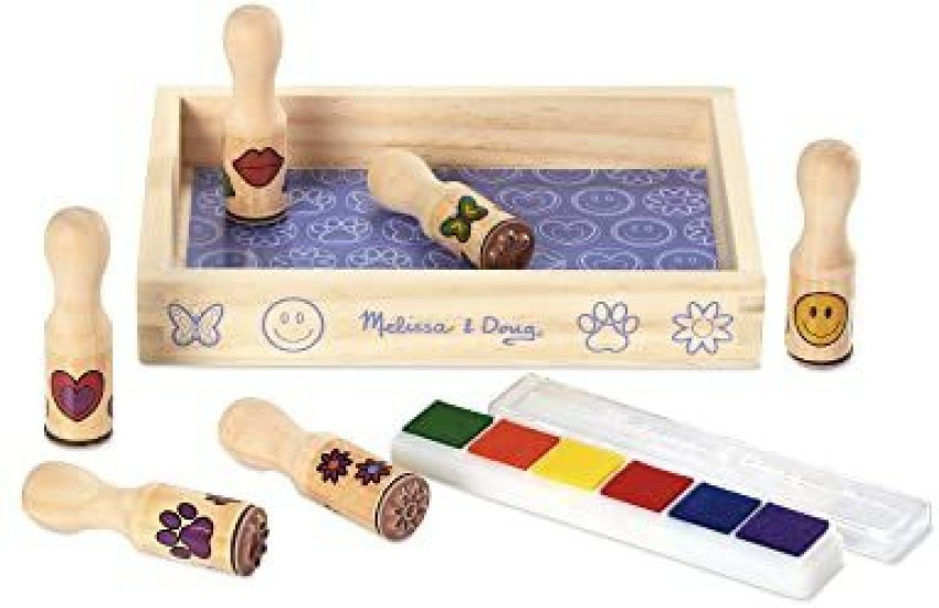 Melissa & Doug Wooden Handle Stamps - Deluxe | Arts & Crafts | Stamp Set |  3+ | Gift for Boy or Girl