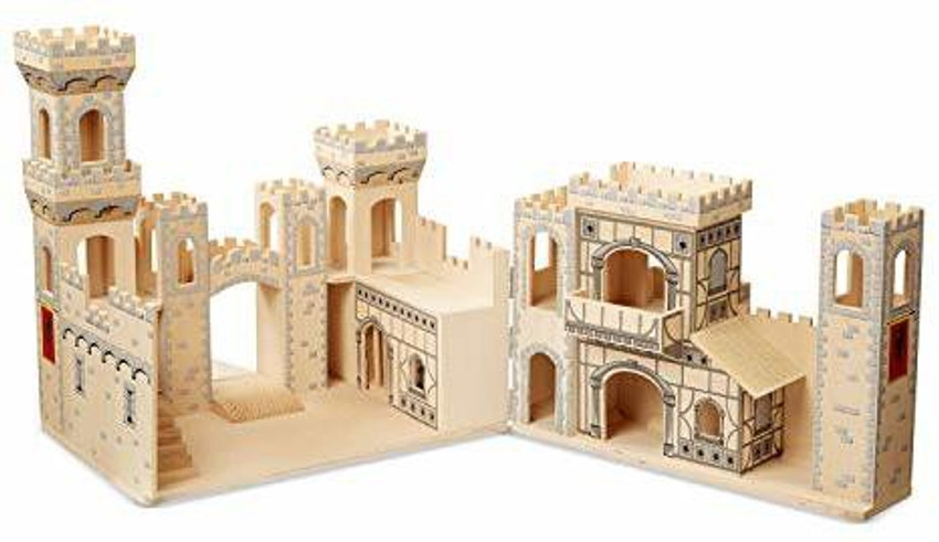 Melissa & doug deluxe folding best sale medieval wooden castle