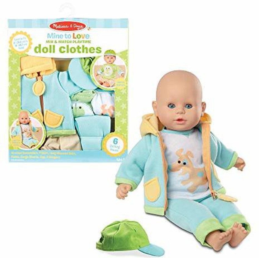 MELISSA DOUG Mine to Love Mix Match Playtime Doll Clothes for