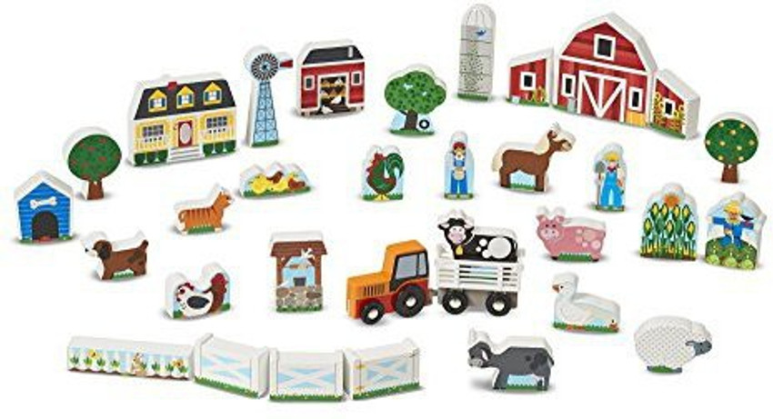 MELISSA DOUG Wooden Farm and Tractor Play Set 33 pcs Wooden