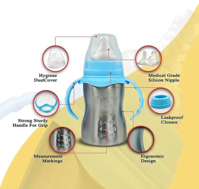 Buy Mee Mee Baby Feeding Bottle with Spoon, BPA Free, Easy to Squeeze Bottle, Storage Friendly, Multifunctional Anti-Colic Feeding Bottle with Spoon