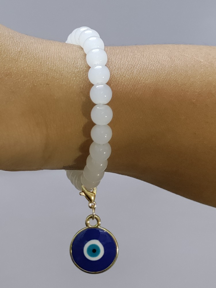 MOREL WHITE BEAD BRACELET WITH HAMAS HAND EVILEYE PENDANT CHARM GIFT FOR  WOMEN Glass Beaded Charm Price in India - Buy MOREL WHITE BEAD BRACELET  WITH HAMAS HAND EVILEYE PENDANT CHARM GIFT