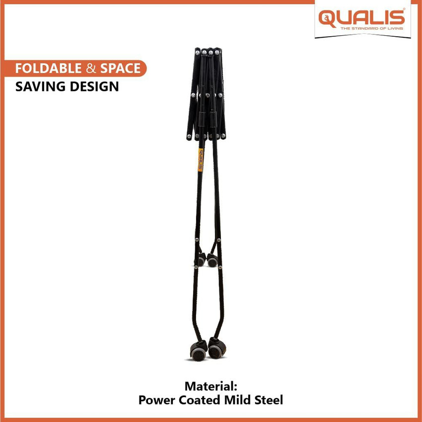 QUALIS Steel Floor Cloth Dryer Stand Alloy Steel Foldable Cloth