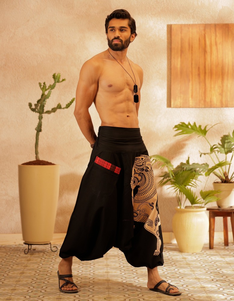 Solid Melange Grey Harem/Yoga Pant For Men - Premium Eco-Friendly Cotton,  Size: Free Size