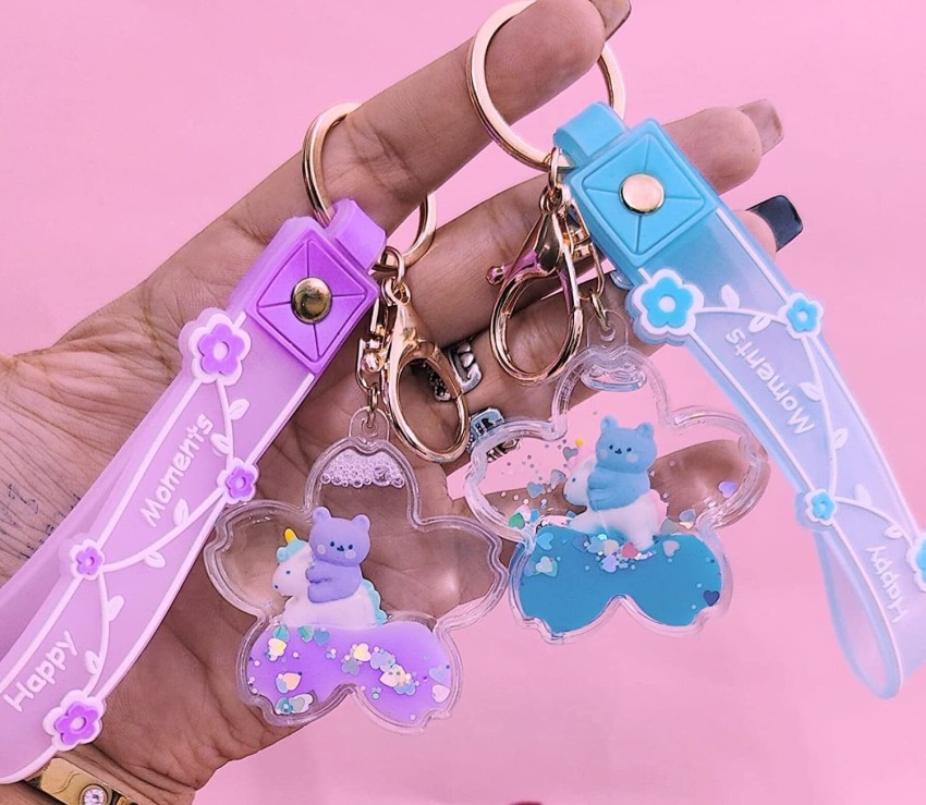 AMANVANI (1piece) Unicorn Keychain For Girls Stylish Keyring For Kids  Unicorn Water Glitter Keychain For Girls