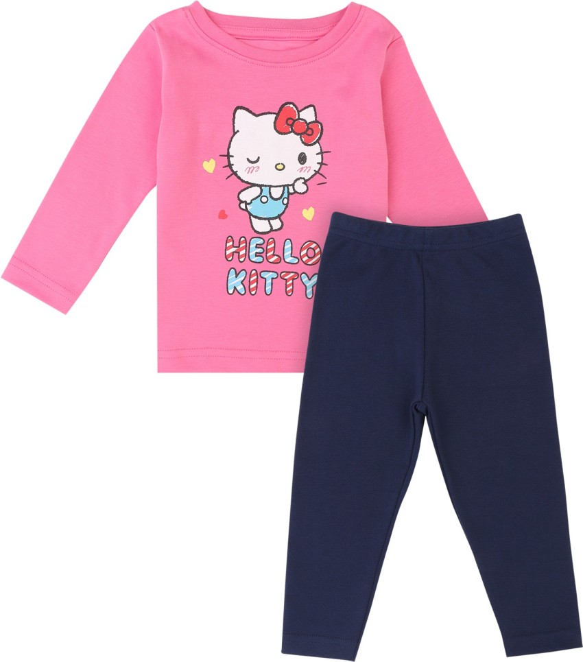 Hello Kitty Girls Long Sleeve T-Shirt and Jogger Sweatpant Set for Infant, Toddler, Little and Big Girls - Pink