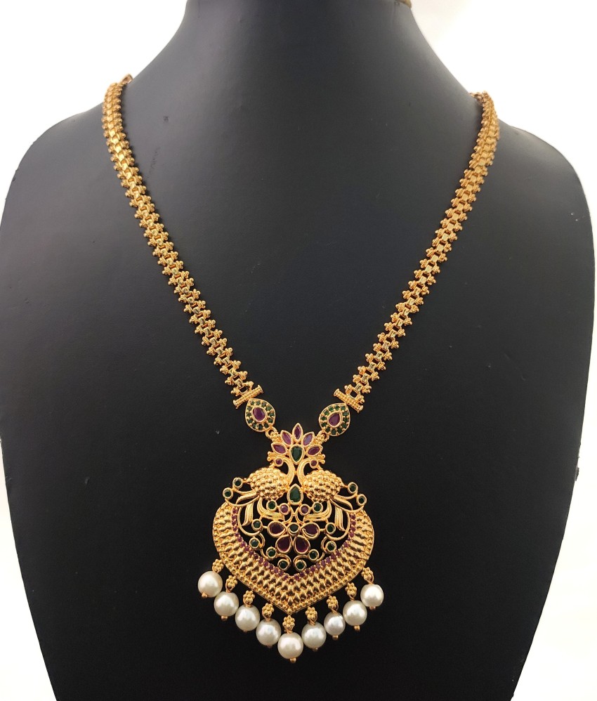 Unique Design Real Red Stone Gold Plated Necklace Set With Ring for Gi |  Meerzah