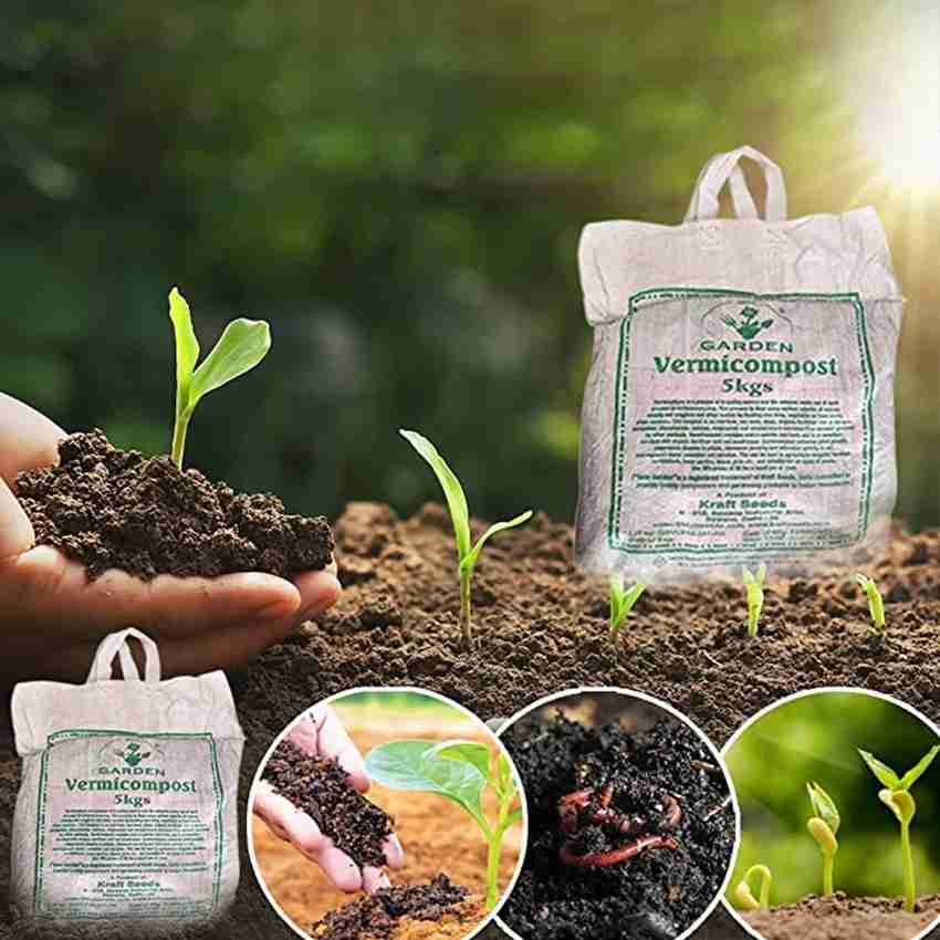 kraftseeds Vermicompost for All Plants Black Gold Soil with Cow Urine 100 Organic Manure