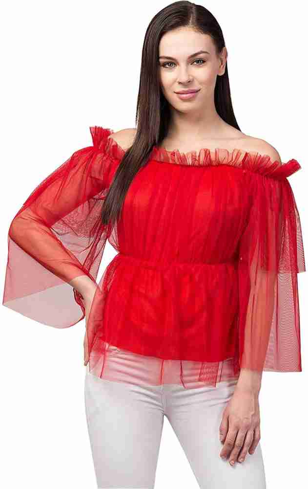 SHAN GALLERY Casual Solid Women Red Top - Buy SHAN GALLERY Casual Solid Women  Red Top Online at Best Prices in India