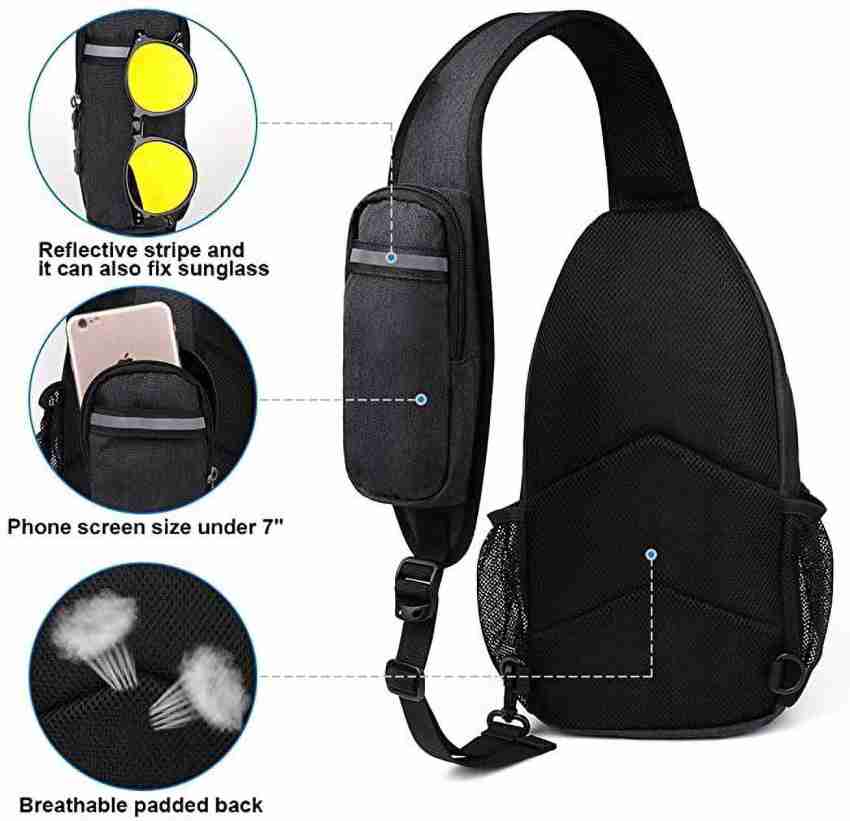  Sling Backpack Sling Bag for Women, Chest Bag Daypack Crossbody  Sling Backpack (A-Black)