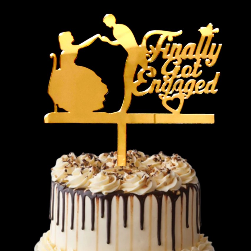 Engaged Cake topper Gold - Untumble.com