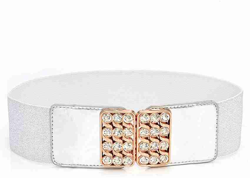 REDHORNS Women Casual Evening Formal Party White Artificial Leather Fabric Belt
