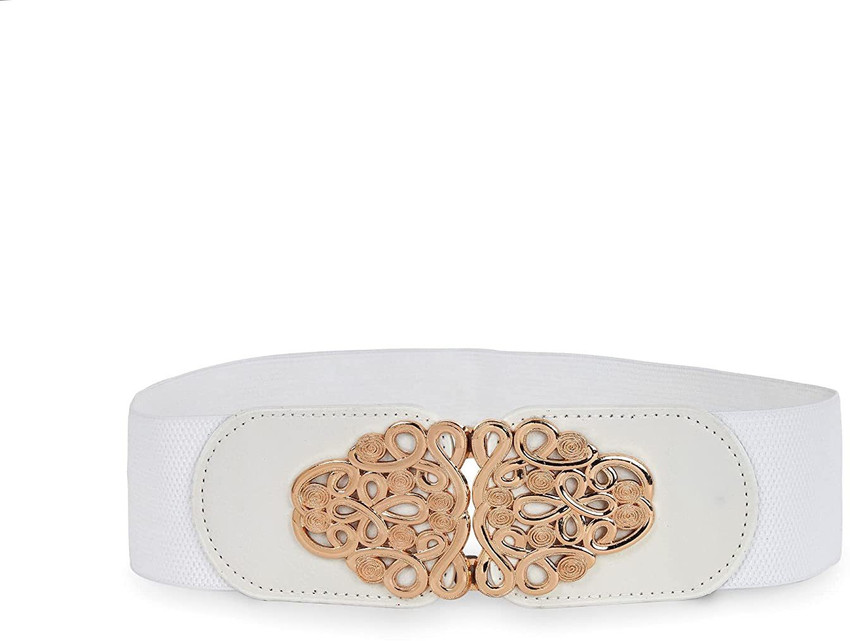 REDHORNS Women Casual Party White Artificial Leather Fabric Belt White Floral 5 Price in India Flipkart