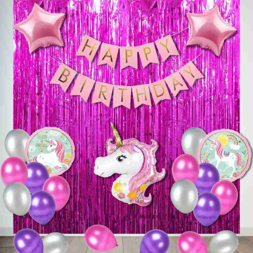 Unicorn Birthday Decoration for Girls 61Pcs Combo Set Happy