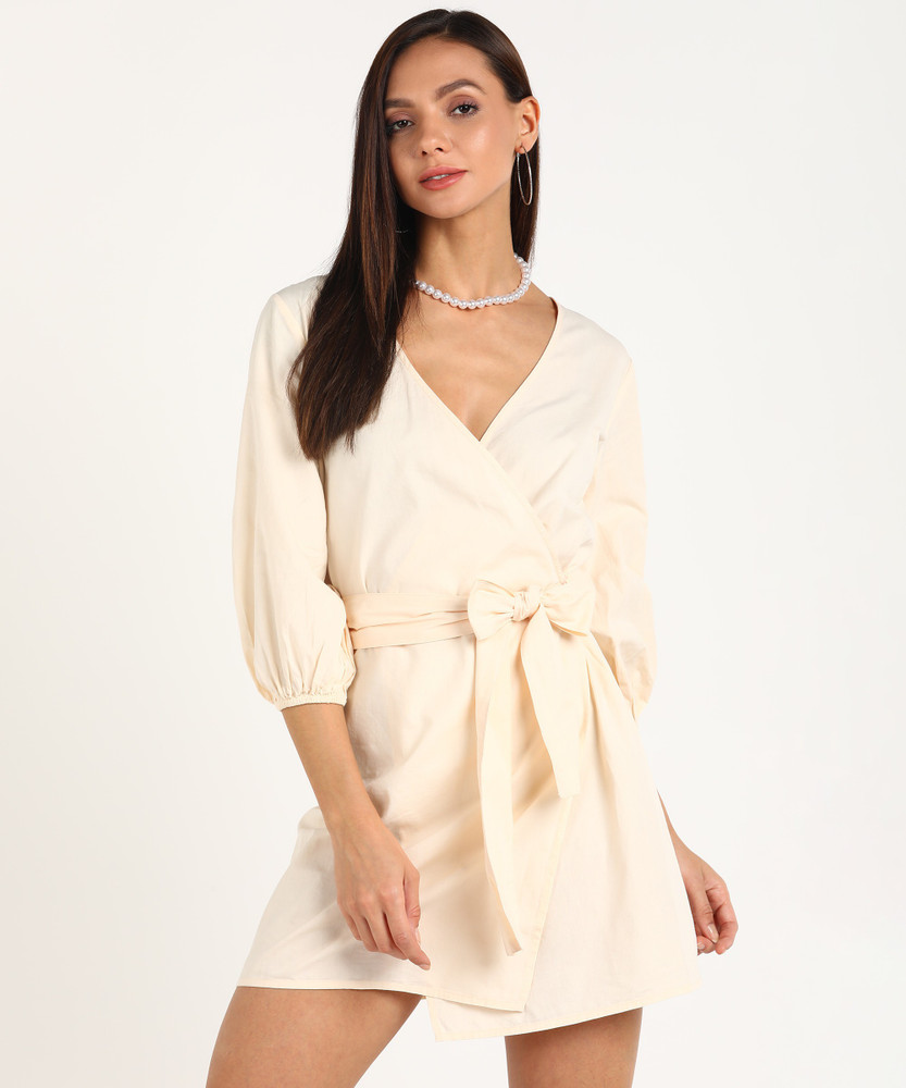 FOREVER 21 Women Wrap Beige Dress Buy FOREVER 21 Women Wrap