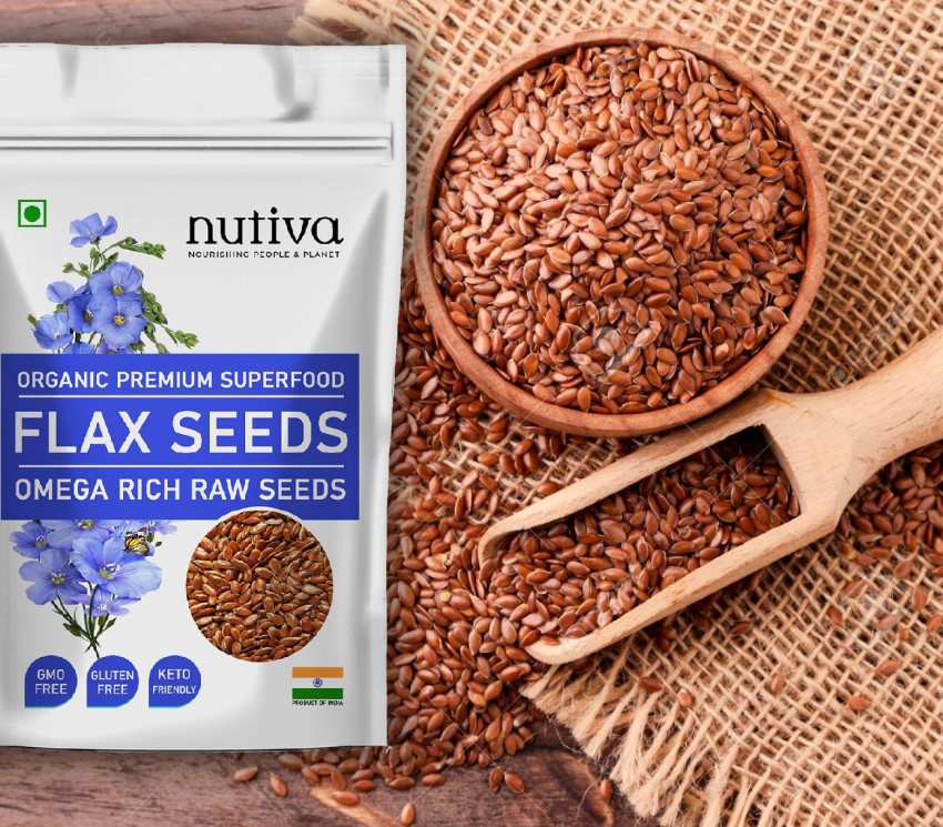 Nutiva Combo Pack of Flax Seeds 200g and Basil Seeds 200g Raw