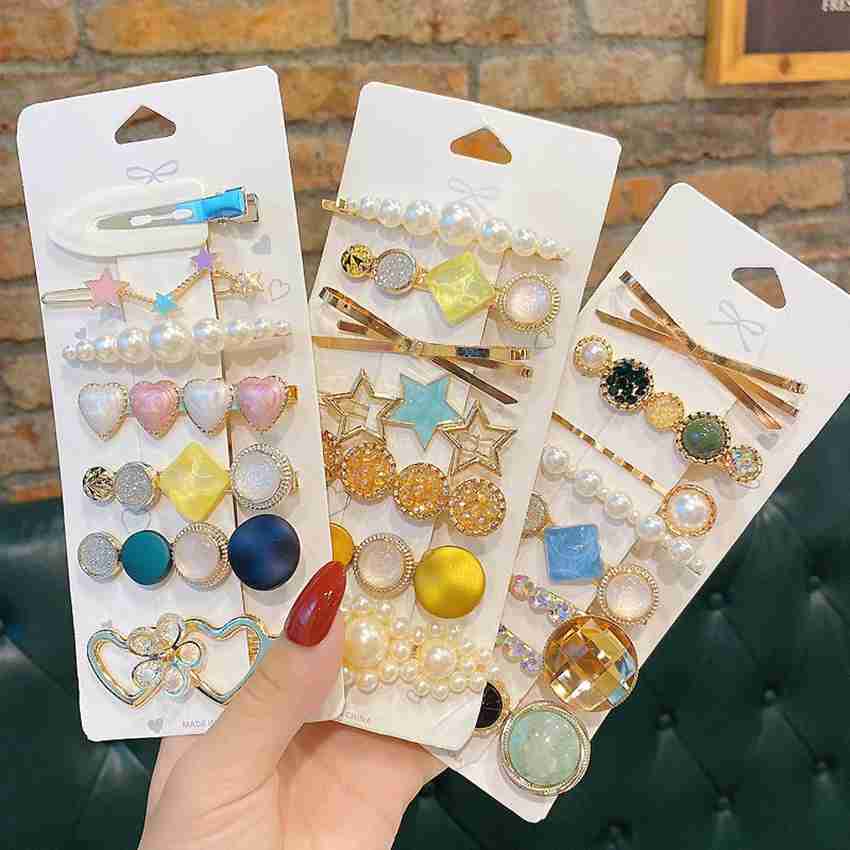 ESAANVIKA CUTE 21 HAIR CLIPS FOR WEDDING PARTY PEARL STONE HAIR